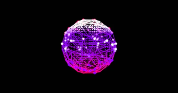 Metaverse Tecnologia abstrata rosa, lilás, roxo, fundo esfera feita de linhas e pontos, partículas. modo de mistura — Fotografia de Stock
