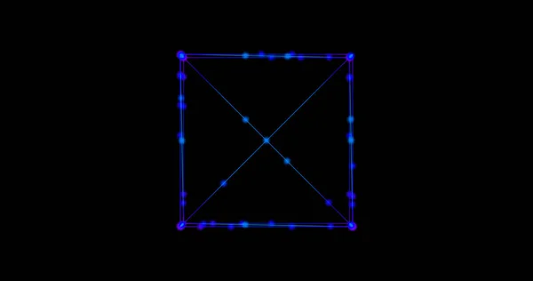 Metaverse Abstract technology blue square rectangle background made of animated lines and dots, particles. blend mode — 图库照片