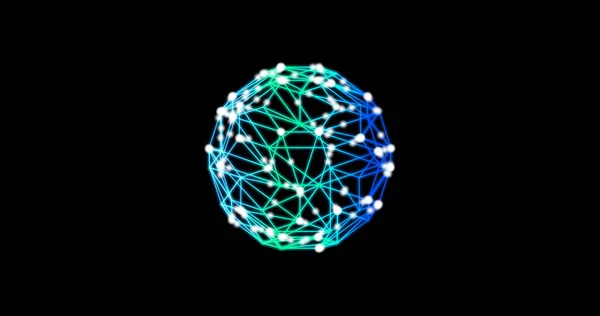 Metaverse Tecnologia abstrata fundo esfera azul verde feito de linhas e pontos, partículas. modo de mistura Fotografia De Stock