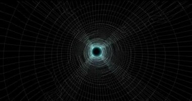 Soyut mavi Cyan fütüristik arka plan. Hatlardan geçen kusursuz bir tünel. 3D Canlandırma 4K