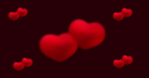 Czerwone serca. Walentynki, miłość, rocznicowe wakacje, Dzień Matki, 8 marca, ślub kobiet, zaproszenie na e-kartkę. Nagranie wideo 4k. tryb mieszania — Wideo stockowe