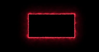 Siyah bir arkaplanda ateşli kırmızı dikdörtgen. Soyut dikdörtgen, güneş alevi çerçevesi. Yavaş yavaş, yanan bir ateş karesi ortaya çıktı ve bir dikdörtgen içinde sürekli yanmaya devam etti. Animasyon 4k grafikleri, çizgi film
