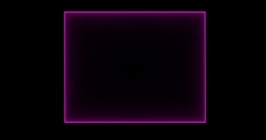 Dikdörtgen, enerji çerçevesi, neon, duman. mor, siyah arka planda eflatun dikdörtgen. Yavaş yavaş bir neon kare enerji ortaya çıktı ve dikdörtgen üzerinde sabit bir titreşim oluştu. animasyon 4k, çizgi film