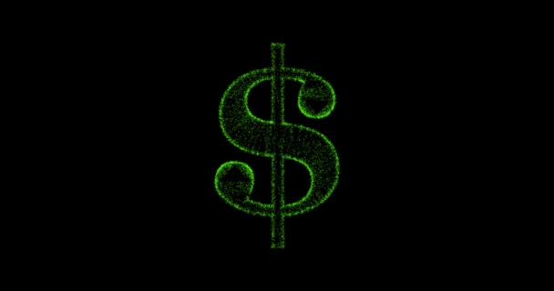 Метаверс, метадвижение знака 3D доллара на фоне черного экрана, 3D рендер, анимация из долларов США. — стоковое видео