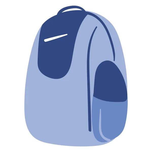 白の背景にロゴがない青のバックパック 旅行キャリー上の荷物夏休み 世界中を旅するためのバックパッキングバッグ — ストックベクタ