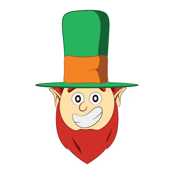 Saint Patricks Day Kobold Charakter Koboldkopf Isoliert Auf Weißem Hintergrund — Stockvektor