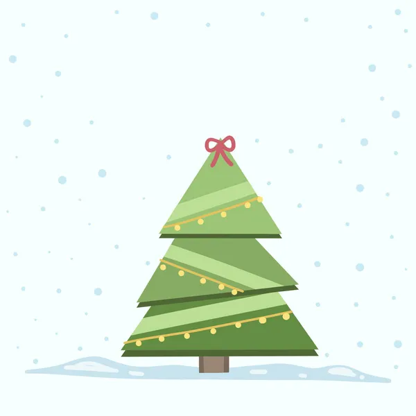 Árbol Navidad Vector Aislado Fondo Caída Nieve Temporada Navideña Navidad — Vector de stock