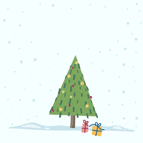 Vektor Karácsonyfa Elszigetelt Háttér Snow Falling Holiday Season Xmas Újévi — Stock Vector