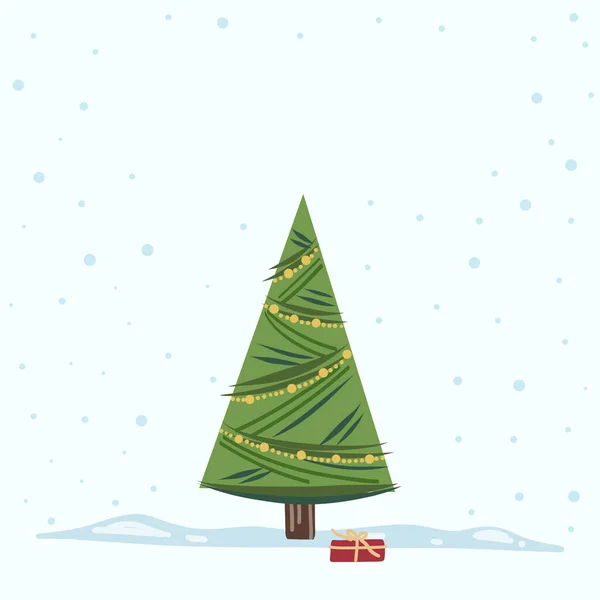 Árbol Navidad Vector Aislado Fondo Caída Nieve Temporada Navideña Navidad — Vector de stock