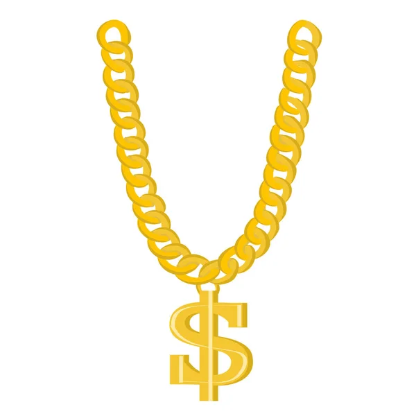 Thug Life Gangsta Bling Chain Inglês Dólar Ouro Símbolo Cadeia — Vetor de Stock