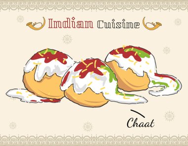 Hint sokak yemekleri, meşhur Chaat. Chaat Pani Puri Sev Puri Dahi Puri Ragda. Baharatlı ve keskin atıştırmalıklar.