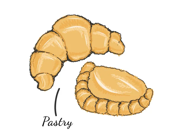 Croissant Ligne Continue Art Gribouillé Style Dessin Croissant Pâtissier Européen — Image vectorielle