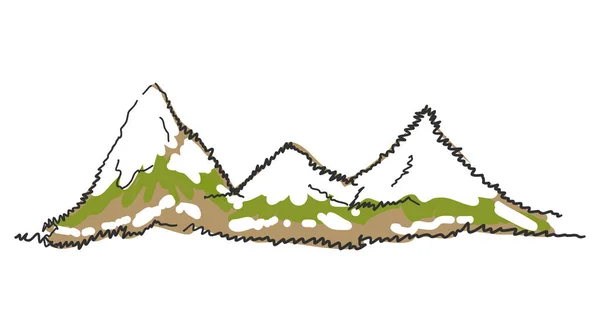 Doodled Alpy Góry Zima Bezszwowe Góry Lasy Ilustracja Szwajcarskie Góry — Wektor stockowy