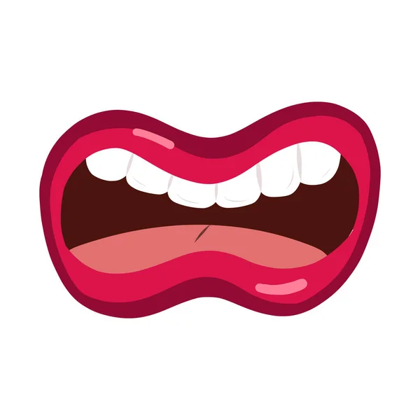 女性嘴上有滑稽的生气表情 不同的情感通过嘴唇 — 图库矢量图片