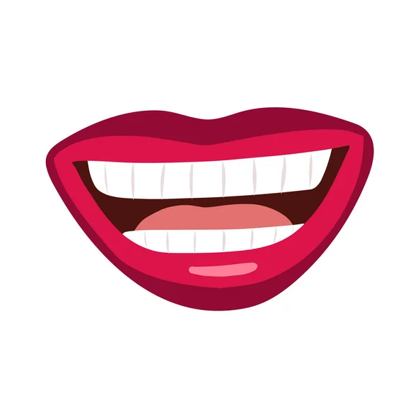 女性嘴上有滑稽的笑脸 不同的情感通过嘴唇 — 图库矢量图片