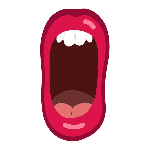 女嘴巴用滑稽的方式大喊着表达 不同的情感通过嘴唇 — 图库矢量图片