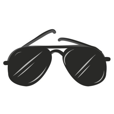 Zarif siyah gözlükler, dedektif gözlükleri. Moda siyah gözlüklerin modern renk izole edilmiş vektör çizimi.