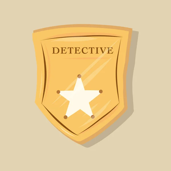 Honored Golden Badged Detective Stared Metallic Shiny Badge Investigator — ストックベクタ