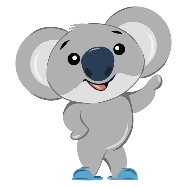 Sleepy Koala Bear Wearing Slippers Waving Cute Koala Character Mascot — Image vectorielle