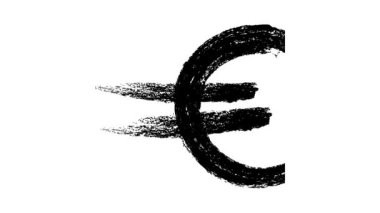Euro Döviz İşareti Oynatma Efekti. Beyaz arka planda USD için Siyah Simge. Para ve Para Simgesi karalama stilinde.