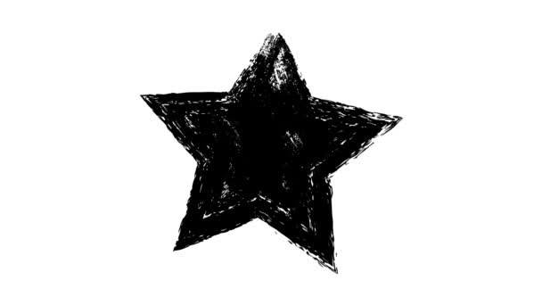 Grunge Star Shape Silhouet Met Wiggle Effect Zwart Wit Geïsoleerd — Stockvideo