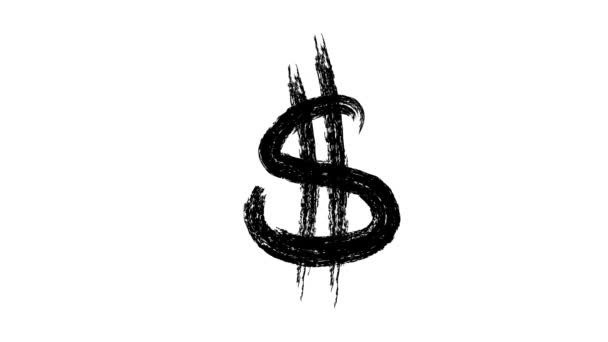 Dollar Sign Wiggle Effect Černá Ikona Pro Usd Bílém Pozadí — Stock video