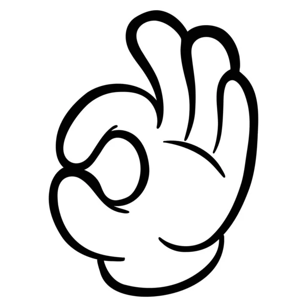 Okay Hand Gesture Cartoon Style — Vettoriale Stock