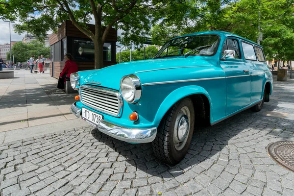 Ostrava Czechia 2022 Low Angle Wide Shot Aqua Skoda Octavia — Stock Photo, Image