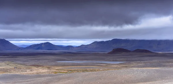 Wide Panoramic Shot Rough Volcanic Landscape Iceland Very Heavy Dramatic — Φωτογραφία Αρχείου