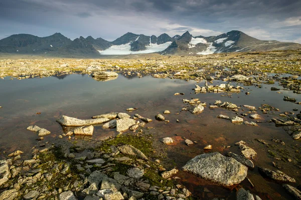 북극권의 라플란드 광야에는 Sarek National Park Sareen Barddetjahkka Balgattjahkka Lullihatjahkka — 스톡 사진