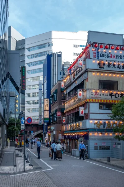 Tokio Japón 2022 Vintage Estrecha Calle Centro Tokio Con Personas — Foto de Stock