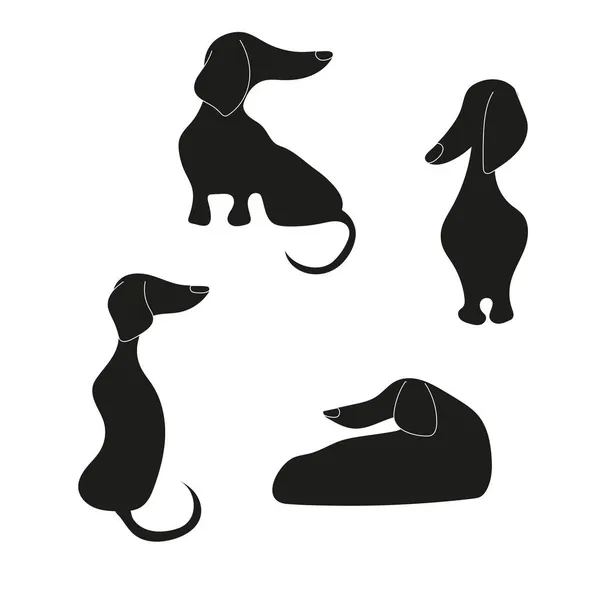 Black dog silhouettes — Stock Vector