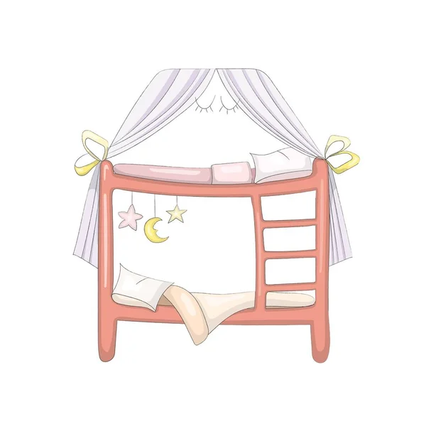 귀여운 만화 2 층 침대 — 스톡 벡터