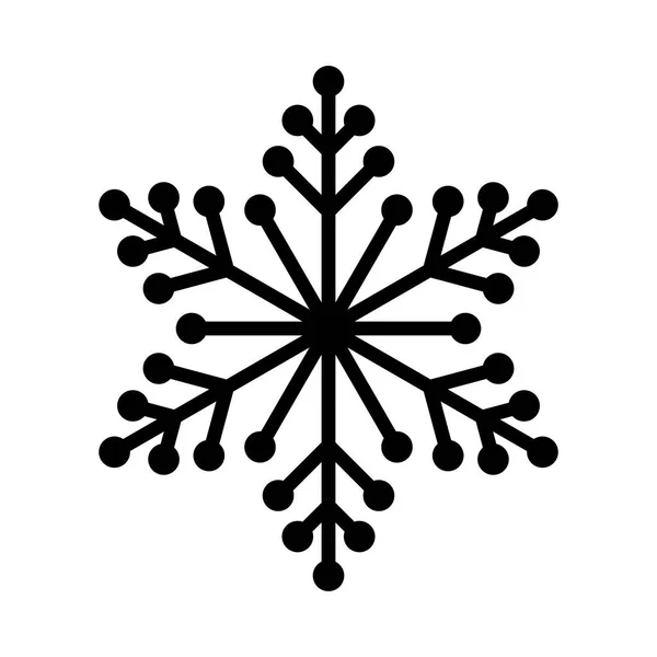 Fiocco di neve silhouette isolato nero su bianco vettoriale illustrazione. Clipart neve invernale. Icona o logo rotondo tempo freddo. Decorazione di Natale ornamento. Elemento di design stagionale di Capodanno. Forma semplice — Vettoriale Stock