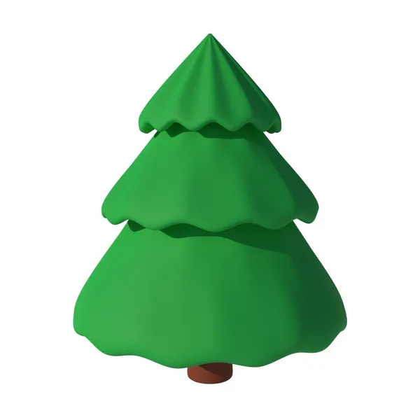 Πράσινο πεύκο ή έλατο 3D καθιστούν απομονωμένο σε λευκό εικονογράφηση σε απλό στυλ κινουμένων σχεδίων. Χριστουγεννιάτικο δέντρο κλιπ στοιχείο σχεδιασμού. Μονό αντικείμενο της φύσης. Έξω. Πάρκο ή δάσος. Πεζοπορία — Φωτογραφία Αρχείου