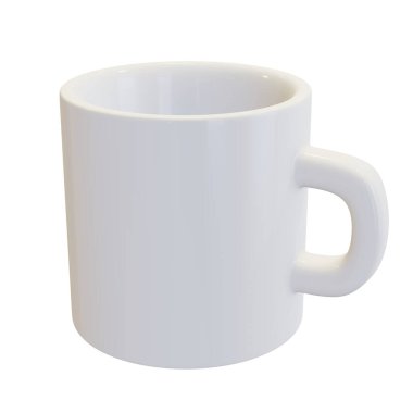 Beyaz seramik kahve fincanı ya da çay fincanı beyaz arka plan yüksek çözünürlüklü gerçekçi 3D resimli nesne izole edildi. Tek klipli sanat tasarımı modeli. Yüksek kalite 3d illüstrasyon.