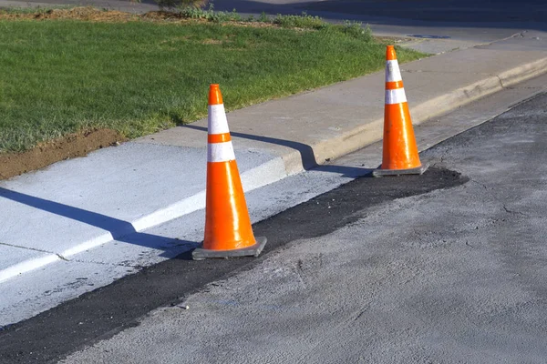 Orange Road Construction Safety Traffic Cones Road Repair Construction Maintenance —  Fotos de Stock