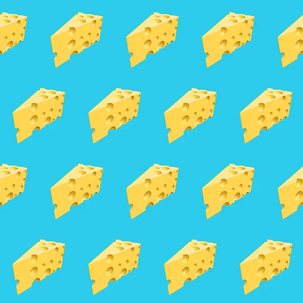 Modello Senza Cuciture Con Pezzi Formaggio Triangolo Giallo Sfondo Blu — Foto Stock