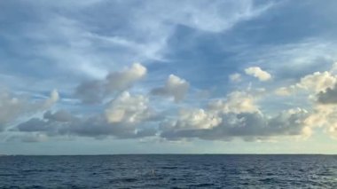 Time Lapse of fluffy clouds flying over the sea.