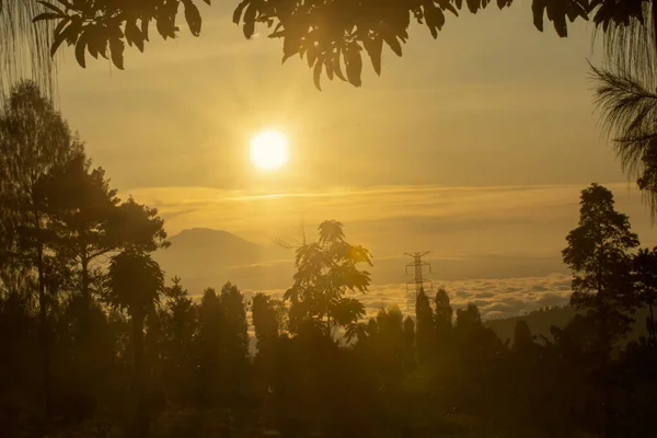 Amanecer Dorado Encantadora Increíble Isla Java Indonesia —  Fotos de Stock