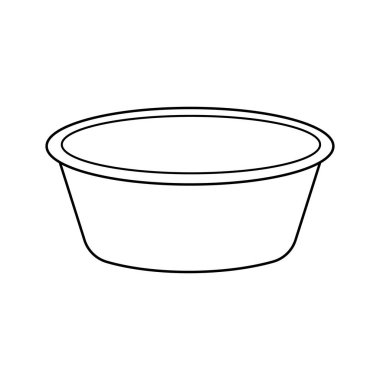 Boş yuvarlak leğen simgesi. Vektör çizgisi çizimi beyaza izole edildi