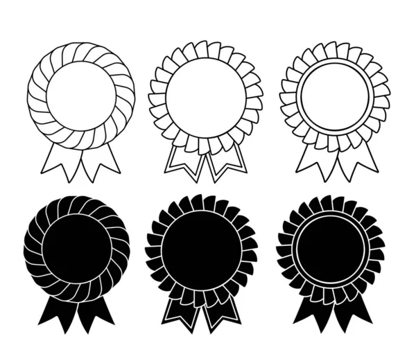 Set of line and filled medals icon . Blank template for decor. Vector illustration isolated on white Vector Graphics