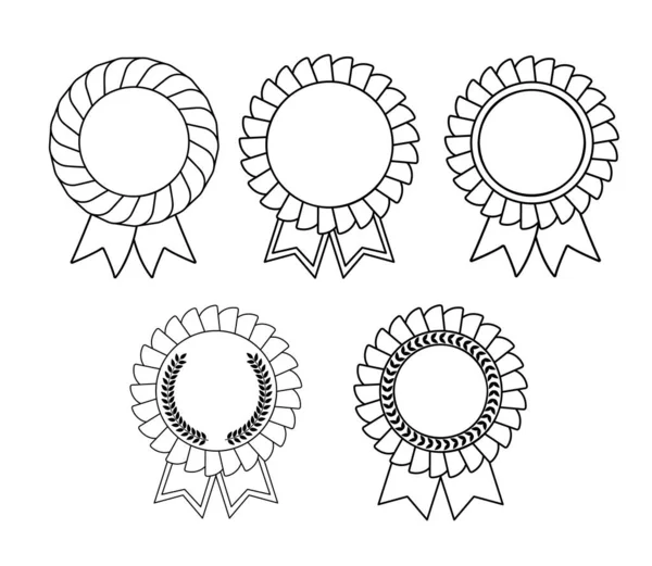Set of line medals icon . Blank template for decor. Vector outline illustration isolated on white Royalty Free Stock Vectors