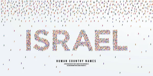 Nombre Del País Humano Israel Gran Grupo Personas Forman Para — Vector de stock