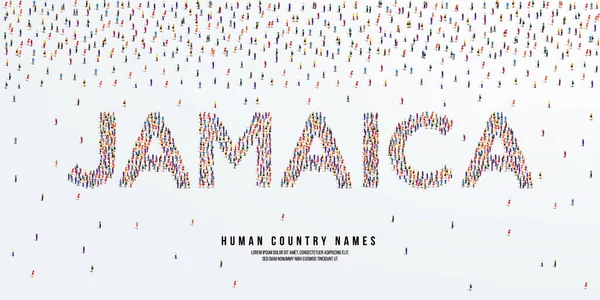 Ludzka Nazwa Kraju Jamajka Duża Grupa Ludzi Tworzy Krajową Nazwę — Wektor stockowy
