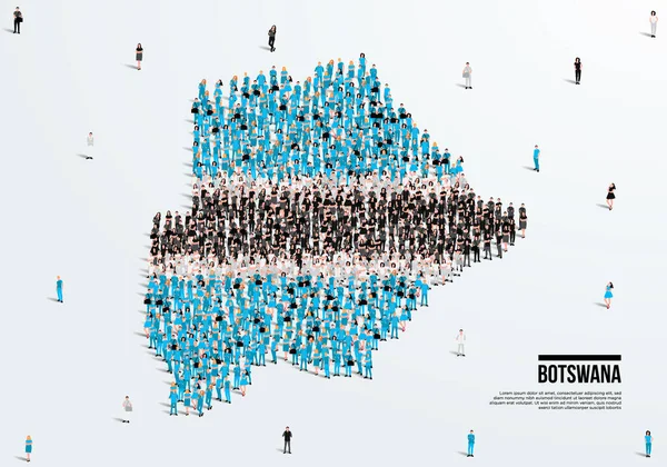 Botswana Mapa Bandeira Grande Grupo Pessoas Forma Cor Bandeira Botsuana — Vetor de Stock