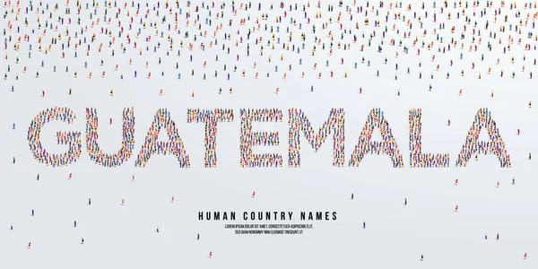 Människans Landsnamn Guatemala Stor Grupp Människor Bildas För Att Skapa — Stock vektor