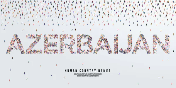 Человеческое Название Страны Азербайджан Большая Группа Людей Формируется Создания Названия — стоковый вектор