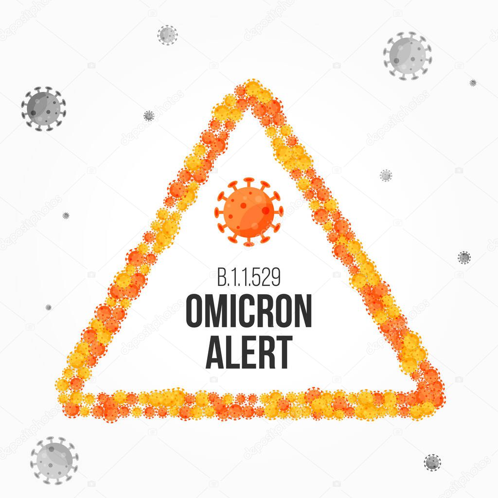 B.1.1.529 Omicron Alert. Outbreak of new B.1.1.529 COVID 19 variant. WHO classified the new virus mutation omicron.