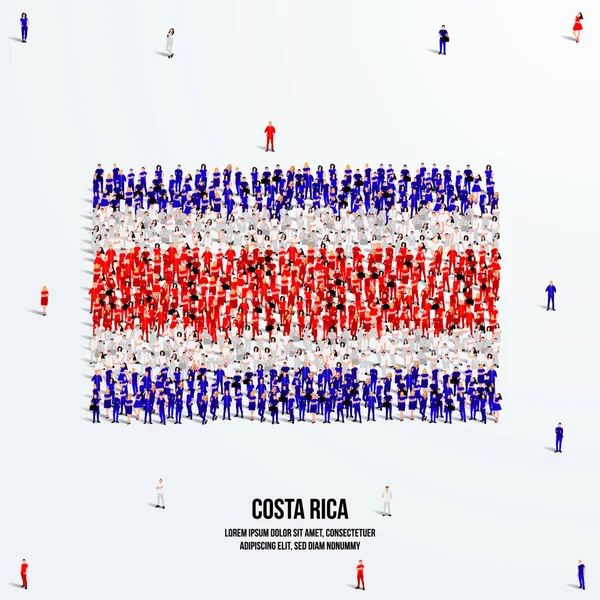 哥斯达黎加国旗 一大批人形成了哥斯达黎加国旗的形状 病媒图解 — 图库矢量图片